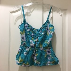Forever 21 - Turquoise/Teal Floral Print Cami Tank